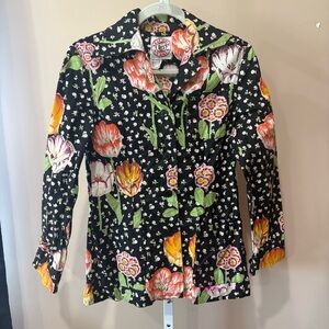 vintage Maurice Antena Floral Shirt Little Jacket S
